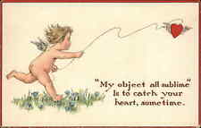 Tuck Mischievous Cupids Cupid with Heart Shaped Kite Vintage Postcard picture