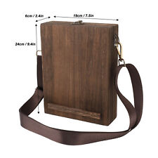 Portable Writers Messenger Wooden Box Artists Writing Storage Handmade Brown VZ picture