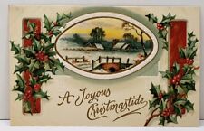 A Joyous Christmastide Embossed Art Deco Postcard A4 picture