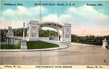 Vintage Postcard- Pomeroy Bend Bridge, W.VA and OH Early 1900s picture