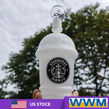 20cm Glass Hookah Water Pipe White Coffee Cup Bong Smoking Bubbler Hand Pipes US picture