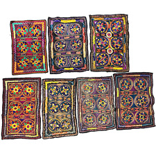 One of a Kind Vintage Hand Embroidered Ethnic Placemats Lot of 7 picture