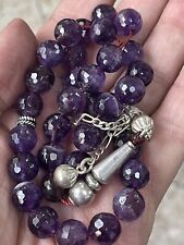 antique  Big BEAUTIFUL OLD Natural Amethyst Stone Worry Beads Islamic 33 52g R20 picture
