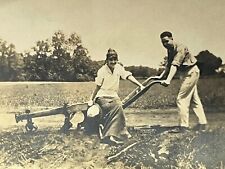 Vintage Photo Pretty Young Woman Handsome Man Plow Field Farm Lovers 1910s picture