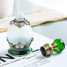 Flower Perfume Bottles Empty Vintage Fancy Decorative Crystal Glass (15mlGreen) picture