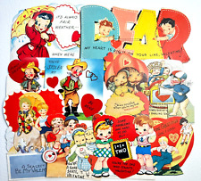 Vintage Die Cut Valentine Kitties with Umbrella Cupid Archer Ice Skate Lot of 10 picture