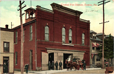 Central Fire Station Building Firemen Easton PA Divided Postcard c1909 picture
