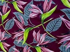 Miami 30's Electric Bird of Paradise on Raspberry Barkcloth Era Vintage Fabric picture