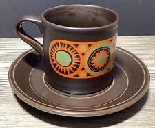 Hermes Staffordshire Pottery Cup Saucer Vintage 1970s Kiln Craft Flower Design picture