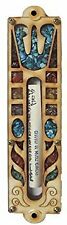 Judaica Jewish Mezuzah Wood Shin with Stones and Scroll By Matiel picture