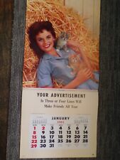 NOS 1961 Sample Calendar Mid-Century  by Champion Pretty Brunette Kittens picture