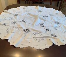 Vintage Elaborate Lace Handmade Round Figural Centerpiece Italy Embroidery Faces picture