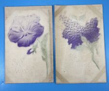 Early 1907 Two Best WishesFlowers Postcards Antique Embossed  VG/F picture