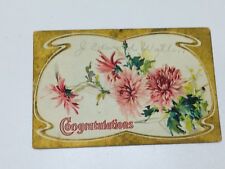 Vintage Postcard Congratulations Mums Floral Flowers Embossed 23890 picture
