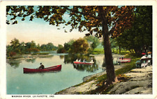 Wabash River Lafayette Indiana White Border Postcard 1917 picture