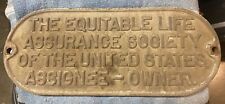 Equitable Life Assurance Society of U.S. Cast Iron Building Marker 17x7 picture