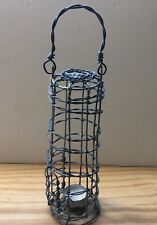 Vintage 1990s Handmade Hanging Iron Wire Cage Candle Holder 12