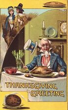 1909 Thanksgiving Postcard - Uncle Sam with Turkey picture
