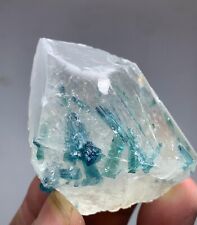 497 CT Indicolite Tourmaline Combine Quartz Crystal Bunch from Afghanistan picture