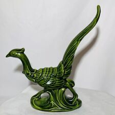 Green Ceramic MCM Roadrunner Pheasant Bird Figurine Retro Vintage 10” Tall picture