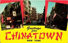 Vintage Postcard- Three views of Chinatown, New York City NY 1960s picture