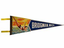 RARE Large Vintage Bridge man Michigan Pennant Flag Impko Beach Diver picture
