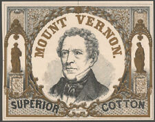 Mount Vernon Superior Cotton American Textile Label - Prang & Mayer Boston 1850s picture