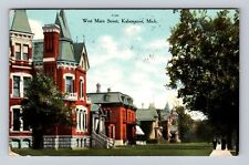 Kalamazoo MI-Michigan, West Main Street, Residential, Vintage c1911 Postcard picture