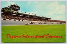 Daytona International Speedway FL Postcard Grandstand 1970's Stock Car Action picture
