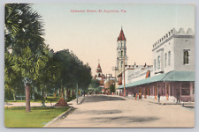 Cathedral Street, St. Augustine FL, c1910 Postcard, Catholic Basilica Plaza Shop picture