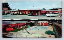 Winter Haven Florida 100 Lakes Motor Court 50s Cars Hwy 17 FL Multiview Postcard picture
