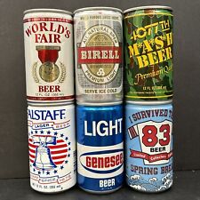 Vintage 80s Pull Tab Pop Top Aluminum Beer Cans 6 Pack Decor Man Cave Mash Fair picture