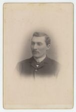 Antique Circa 1880s Cabinet Card Handsome Dashing Man Mustache Smith Lockport NY picture