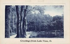 Lakeview Ohio Lyons Camp Ground Indian Lake Cabins Cyanotype Vtg Postcard X7 picture