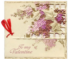 Vintage Valentine Card Fold Open Die Cut Floral Truth I'm Always Yours c1920s picture