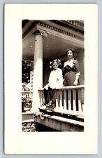 RPPC Little Girl w/Bow on Porch Rail by Lady AZO 1904-1918 ANTIQUE Postcard 1377 picture