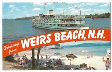 Greetings From Weirs Beach New Hampshire c1960's Mount Washington Boat, beach picture