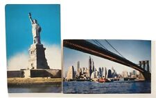 Vintage Post Card 2 Unused Statue of Liberty Brooklynn Bridge New York Skyline picture