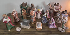 Unique Oversized 9”Handpainted Ceramic Nativity Camels Wiseman Family Shepherds picture