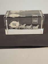 Wells Fargo Bank Stagecoach Crystal Glass Paperweight **READ** picture
