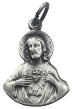 Vintage Catholic Sacred Heart Of Jesus Silver Tone Religious Medal picture
