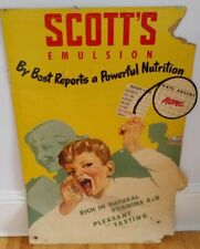 Vintage Scott's Emulsion Cardboard Advertising Poster Sign Rare picture
