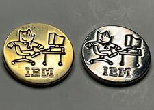 IBM Olympic Pin ~ Mascot Cobi at Computer ~ 1992 Barcelona ~ Lot of 2 ~ Round picture