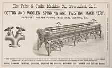 1883 AD(N18)~FALES & JENKS MACHINE CO. PAWTUCKET, RI. COTTON & WOOLEN MACHINERY picture