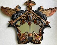 Egyptian Revival Ebony & Gold Sphinx Scarab Wall Mirror Sculpture picture