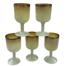 Napoleone Martinuzzi Murano Pulegoso Amber Seafoam Goblets Glass 6 1/2” Set of 5 picture