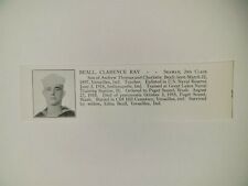 Clarence Beall Versailles Indiana Puget Sound Washington Navy 1921 WW1 Hero Pnel picture