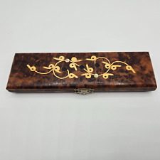 Moroccan Handmade Thuya Burl Wood Hinged Pen Box w/Inlay Pen/Pencil Case 7