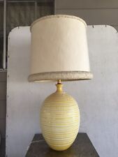Vinage MCM Bright Yellow Happy Ceramic Egg Lamp With White Lava Spiral Glaze picture