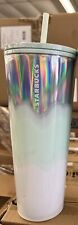 Starbucks Holiday Ice Wave 2021 Tumbler Iridescent Icy Mint White & Silver 24oz picture
